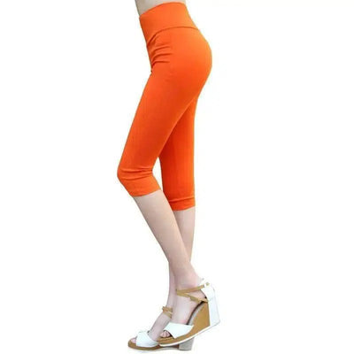 Plus Fat Plus Size Candy Color Cropped Slim-leg Pants-Orange-11