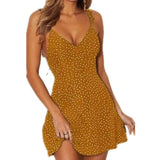 Polka-dot lace-up fashion dress-Yellow-11