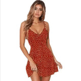 Polka-dot lace-up fashion dress-Red-17