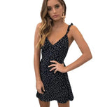 Polka-dot lace-up fashion dress-Black-33