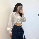 Women's Cropped Tie-Waist Shirt-1