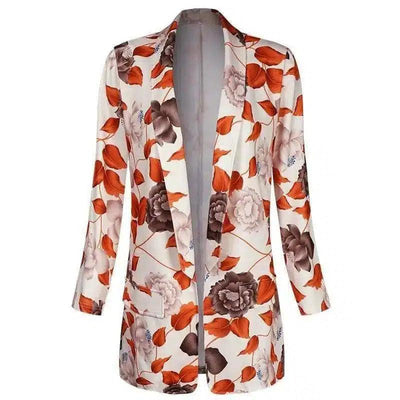 Printed Ladies Casual Small Suit Jacket Trendy Women-Red-2