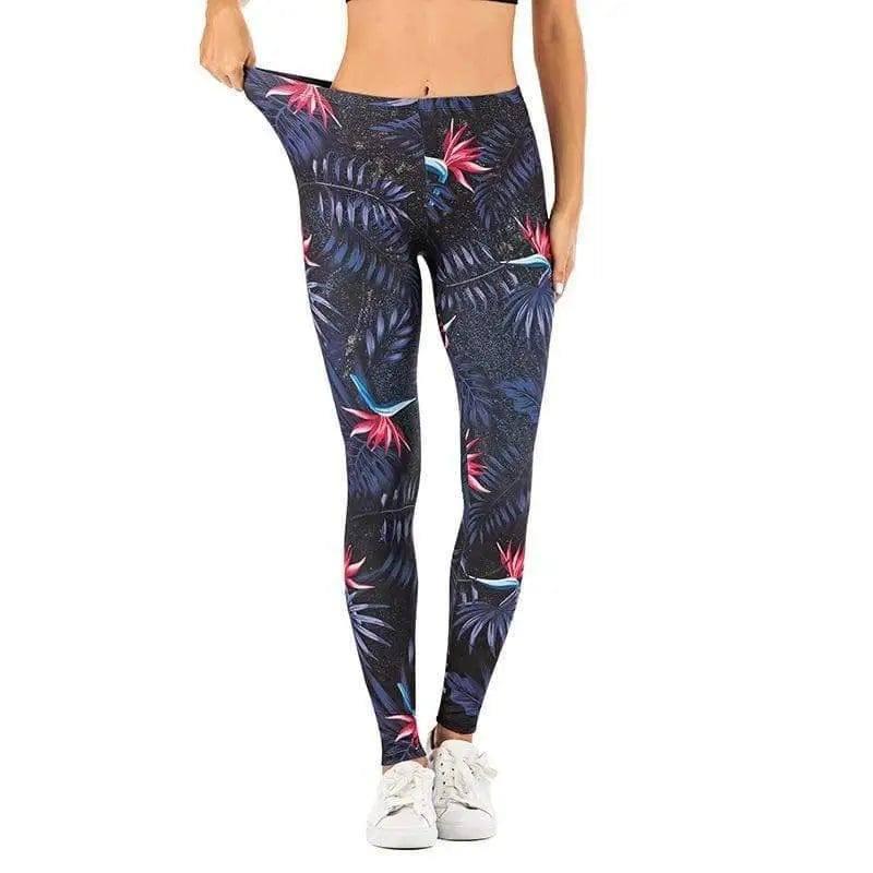 Printed yoga pants outdoor sports leggings-Navy Blue-5