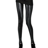 LOVEMI - Lovemi - Pure Color Thin Skinny Matt Imitation Snakeskin