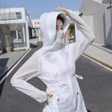 Pure colour cap zipper single long sleeve thin mid-long-White-4