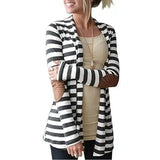 Pure - Long Sleeve Striped Cardigan-Dark grey-1