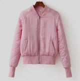 Quilted Cotton Flight Jacket With Stand Collar-Pink-2