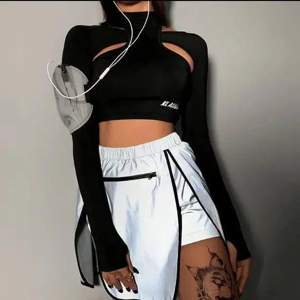 LOVEMI - Lovemi - Reflective slit skirt