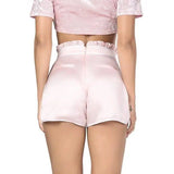 LOVEMI - Lovemi - Satin High Ruffled Waist Shorts