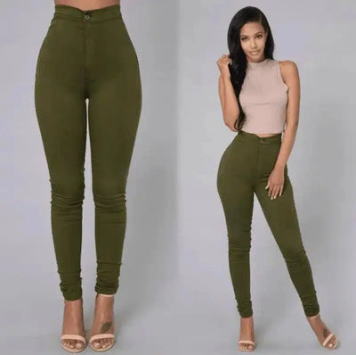 Casual Fashion Multi-Color Slim Slimming Pants-Green-2