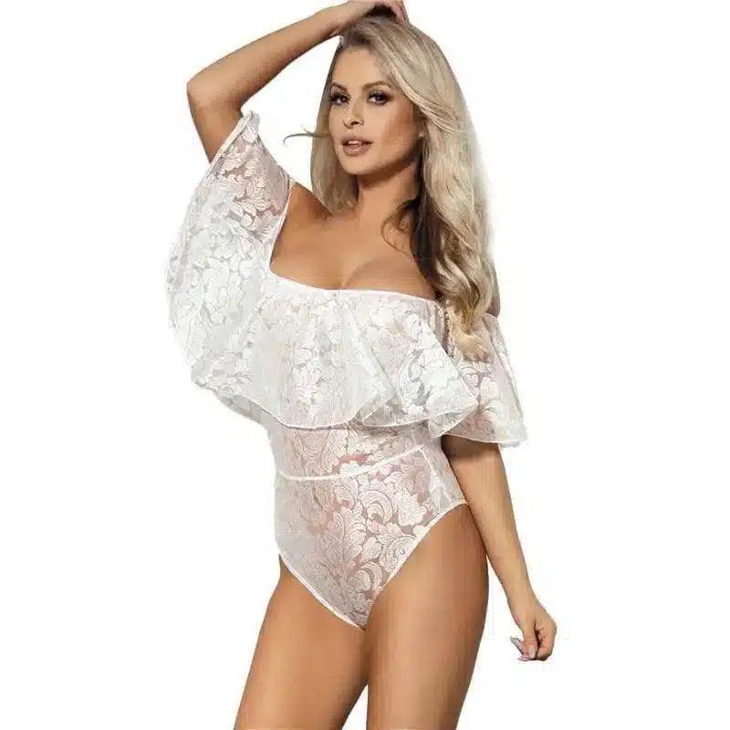 LOVEMI - Lovemi - Sexy One-piece Off-the-shoulder Pajamas With Lotus