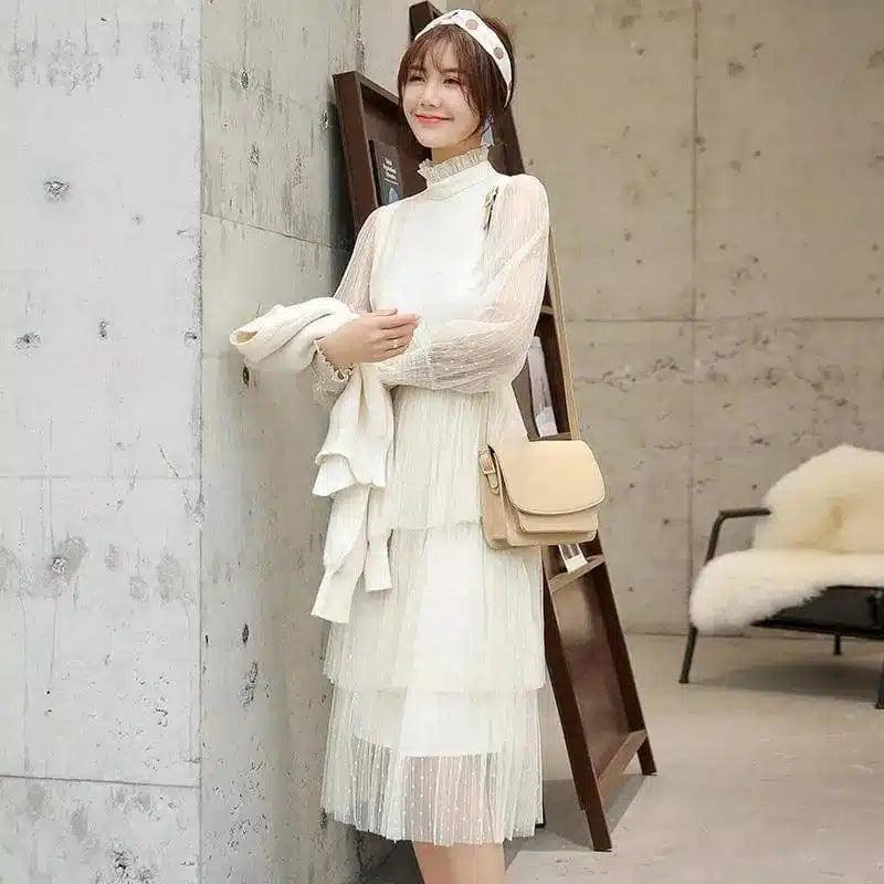 LOVEMI - Lovemi - Solid color long sleeve dress