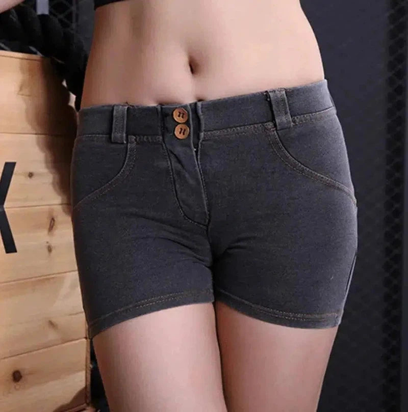 Sports fitness denim shorts-Smokegray-26