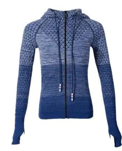 Sports hoodie Slim zip yoga sports jacket female jacket-Blue-5