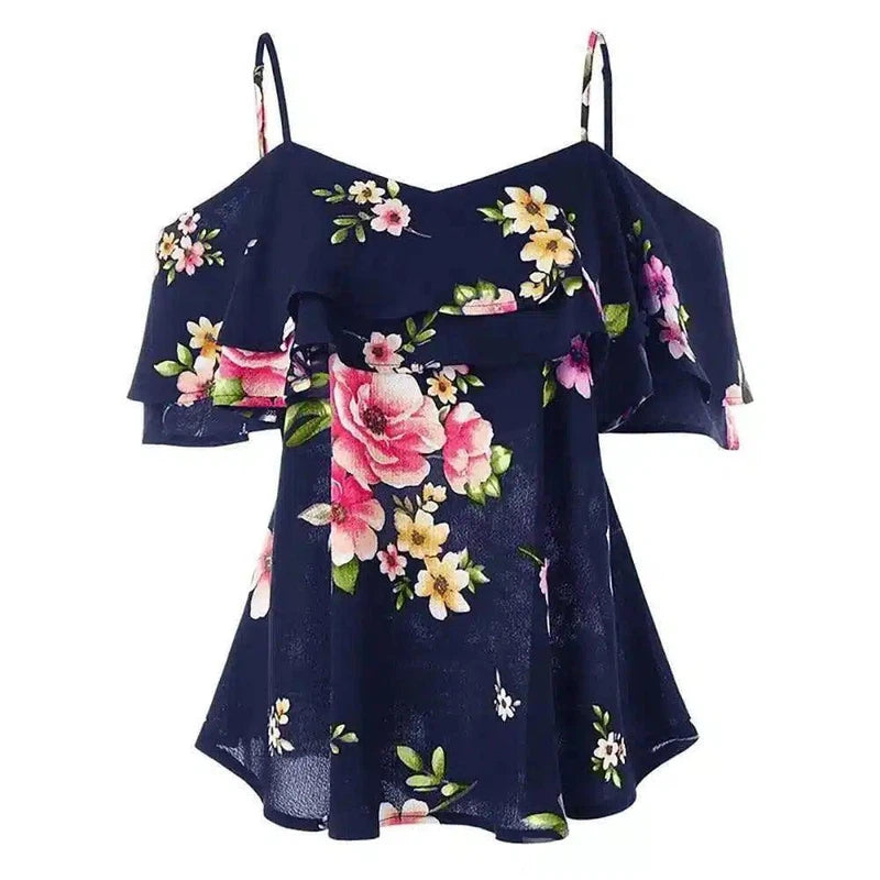 LOVEMI - Lovemi - Strapless floral chiffon shirt