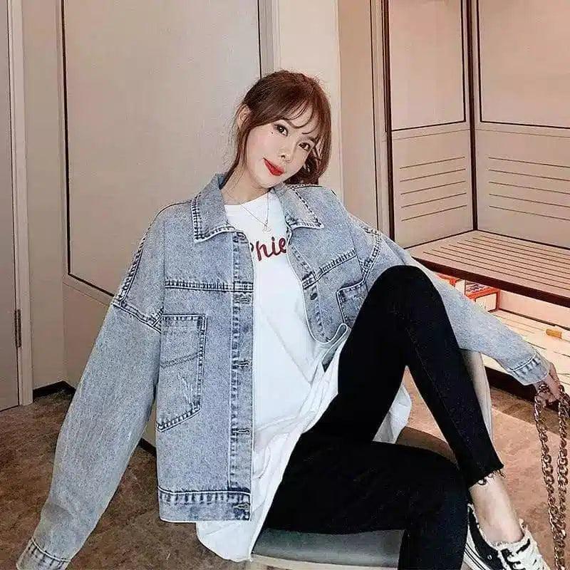 LOVEMI - Lovemi - Streamer Tassel Glasses Girl Avatar Denim Jacket