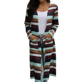 LOVEMI - Lovemi - Striped Print Long-Sleeved Cardigan Jacket Women