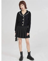 LOVEMI - Lovemi - Temperament Xiaoxiang Black Knitted Cardigan Women