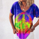 LOVEMI - Lovemi - Tie-dye Gradient Loose Plus Size Ladies Rainbow