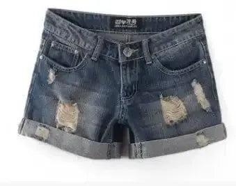 Torn Denim Shorts For Women-Darkblue-12