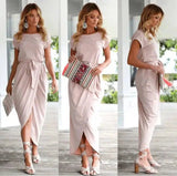 Versatile Wrap Midi Dress in Assorted Colors-Pink-29