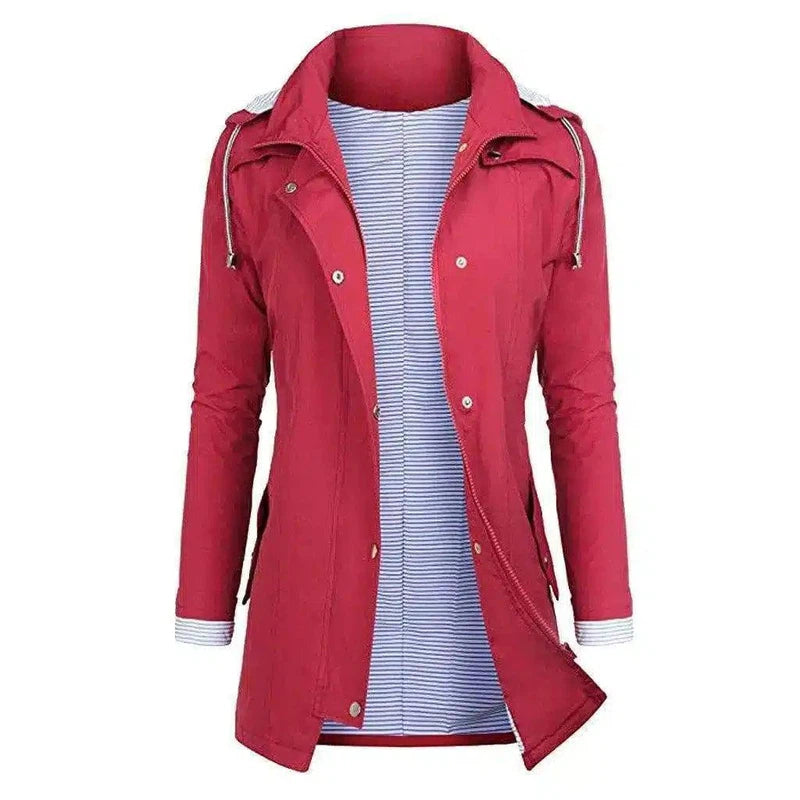 Breathable Lightweight Rain Jacket for Women-Red-5