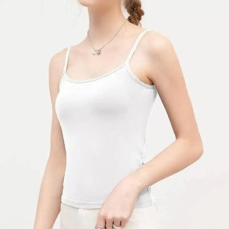 Women's Slim Fit Camisole Top-White-2