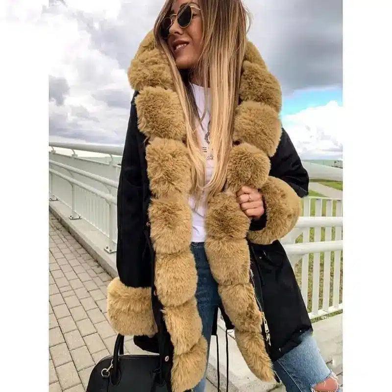 LOVEMI - Lovemi - Winter mid-length pie overcoming thick fur collar