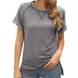 Women's Casual Short Sleeve T-Shirt-Light gray-1