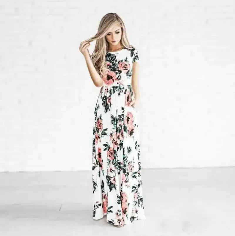 Women's Flower Printing Maxi Dress-1