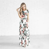 Women's Flower Printing Maxi Dress-White-13