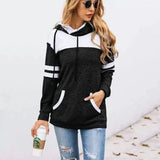 Women's Hooded Casual Pullover Sweatshirt-Black-4