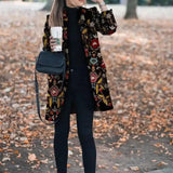 Floral Print Women's Long Coat-Picture color-1