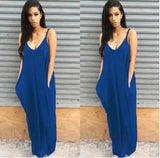 Women Summer Dress 2019 Casual Long Dresses Plus Size-Blue-36