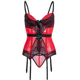 Luxury Lace Corset: Elegant Women's Lingerie Essentials-Red-5