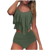 Maillot De Bain Deux Pieces Pour Femmes, Modele Floral,-DarkGreen-4