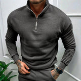 Men's Autumn And Winter Fleece-lined Solid Color Long Sleeve-Dark Gray-8