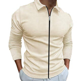 Men's Clothing Waffle Style Zipped Lapel Jacket Outdoor-Khaki-3