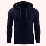 Men's Jacquard Sweater Long-sleeved Hoodie Warm Color Hooded-Navy-17