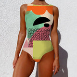 One-piece Fashion Vintage Abstract Print Lady Swimsuit Women-12style-12