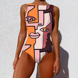 One-piece Fashion Vintage Abstract Print Lady Swimsuit Women-3style-3