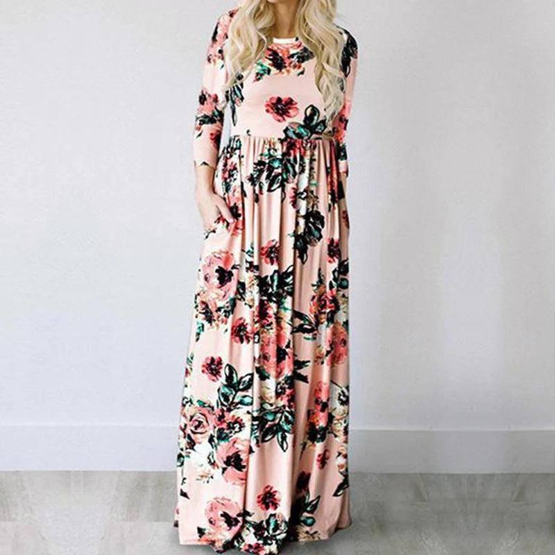 Floral Long Sleeve Maxi Dress-1