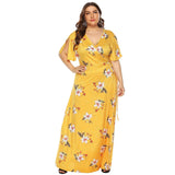 Plus Size Floral Maxi Dress | Trendy Wrap V-Neck Styles-3