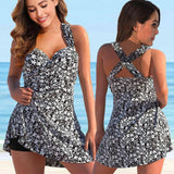 Plus Size Two Pieces Swimsuits Swimwear Women Flower Print-9