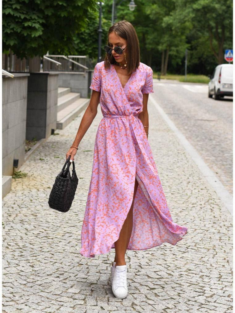 Chic Floral Maxi Dress - Summer Fashion-pink-1