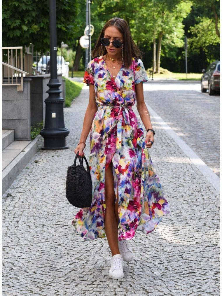 Chic Floral Maxi Dress - Summer Fashion-color printing-2