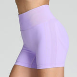 Seamless Yoga Shorts Women Solid Color High Waist Hip-lifting Fitness Pants Running Sweatpants-Light Purple-16