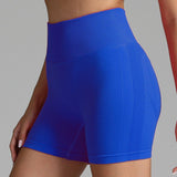 Seamless Yoga Shorts Women Solid Color High Waist-Dark Blue-17