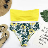 Sexy Bandeau Bikini Set Women Print Swimwear-Yellow-6