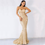 SEXY ELEGANT STRAPLESS GEOMETRIC EVENING DRESS-5